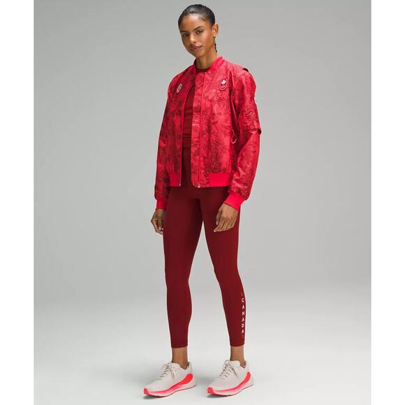 Lululemon Team Canada Women's Vented Jacquard Bomber Jacket Red Size 6 - Picture 3 of 14